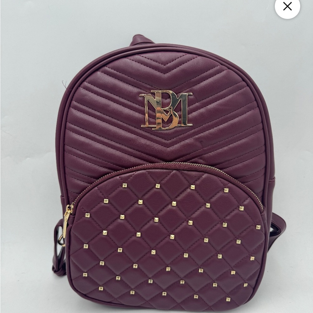 Badgely Mischka Elegant Plum Backpack with Gold Accents